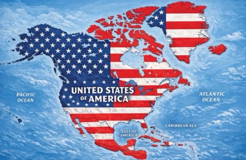 Mapa divulgado por Trump coloca Groenlândia e Islândia sob bandeira dos EUA