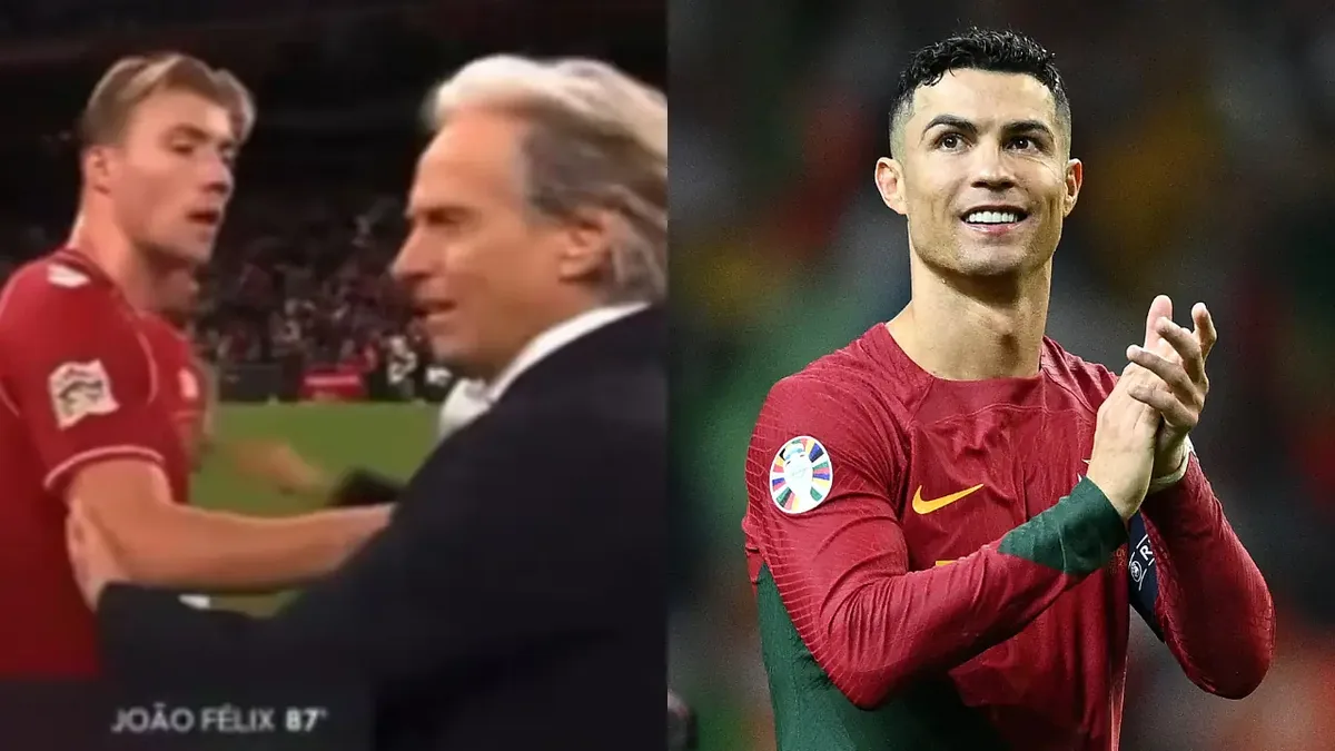 Hojlund nega que empurrão em Jorge Jesus tenha relação com Cristiano Ronaldo