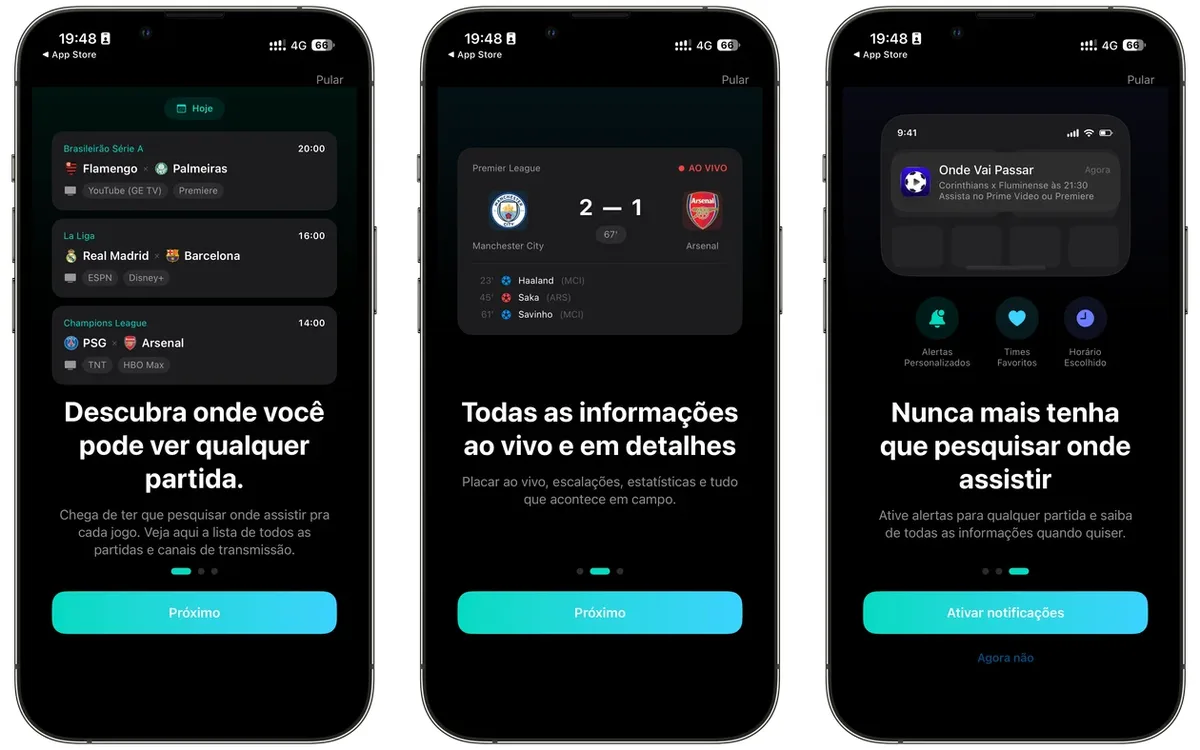 Aplicativo reúne canais e plataformas que transmitem jogos de futebol