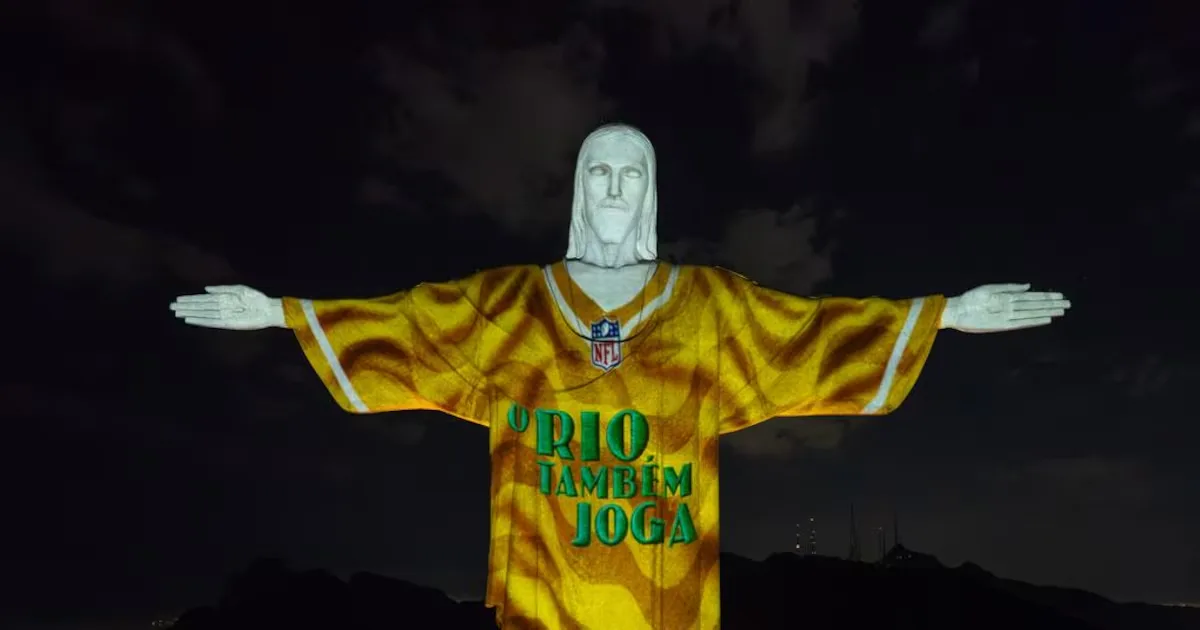 Cristo Redentor ganha projeção da NFL antes de Cowboys x Ravens no Maracanã
