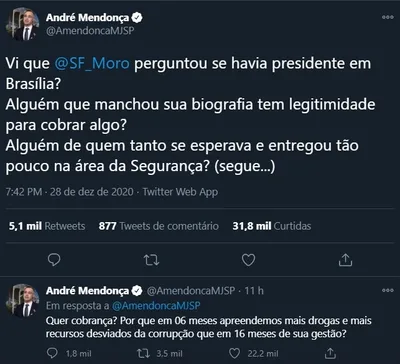 Moro e Mendonça protagonizaram bate-boca público