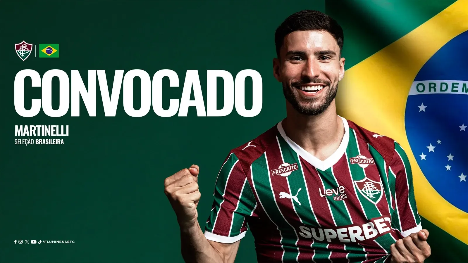 Martinelli comemora primeira convocação após classificação do Fluminense