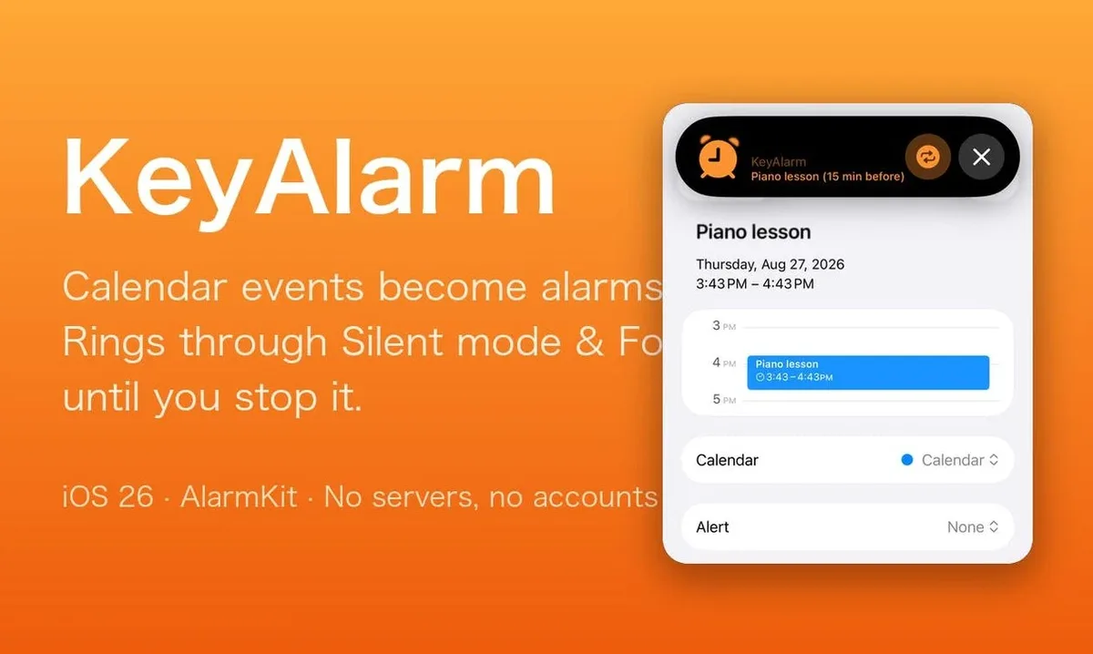 KeyAlarm usa termos do calendário para disparar alertas com recursos do iPhone