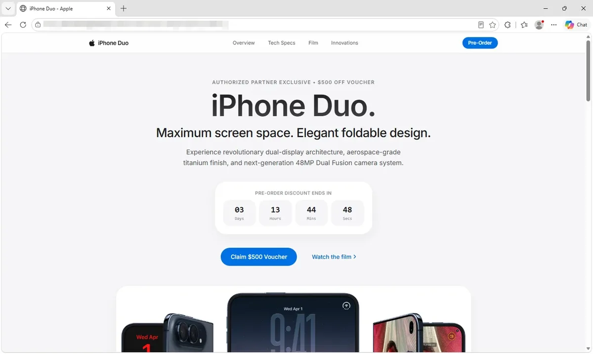 Site que promete voucher do iPhone Duo mira aparelhos com iOS 18 desatualizado