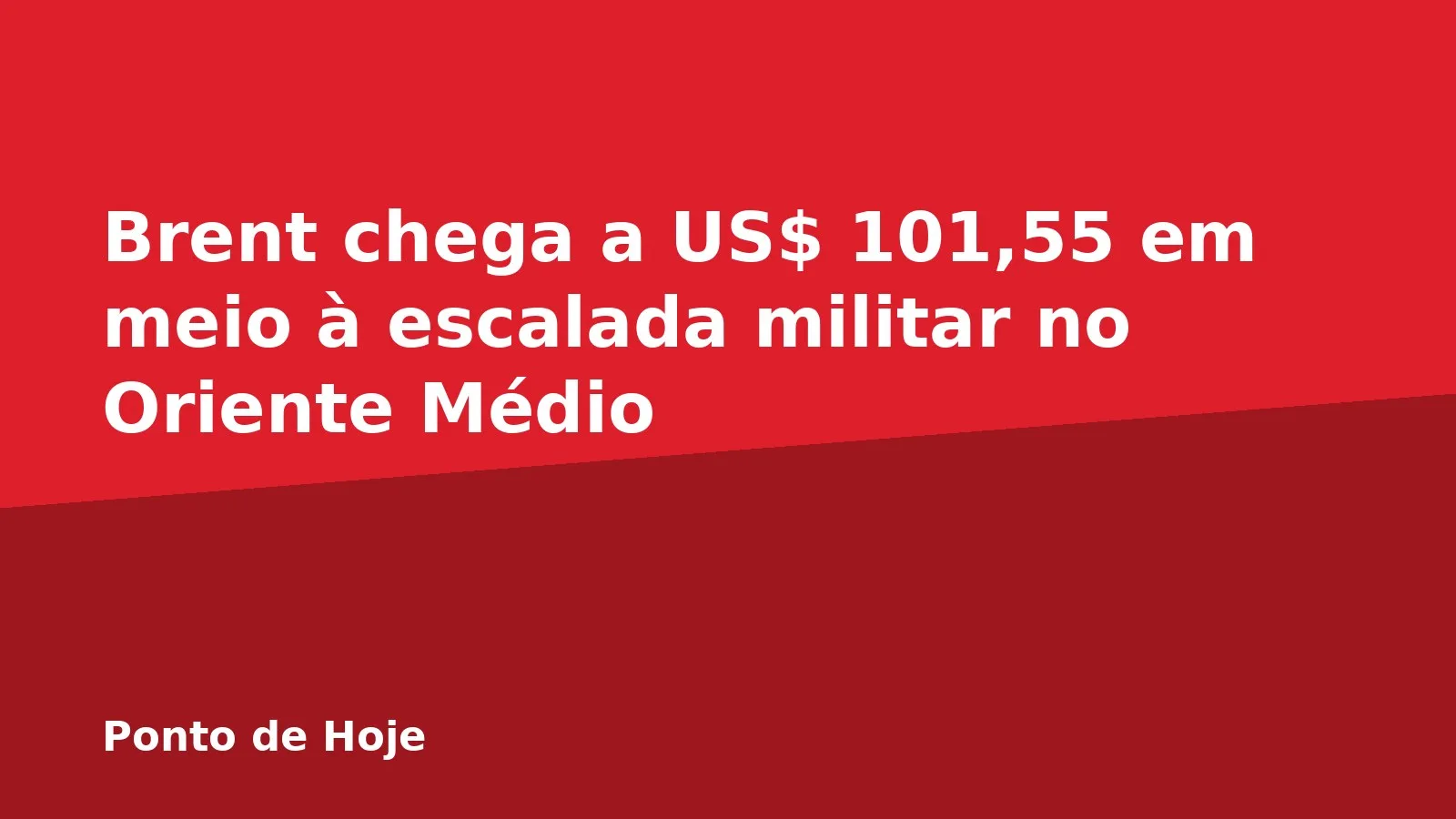 Brent chega a US$ 101,55 em meio à escalada militar no Oriente Médio