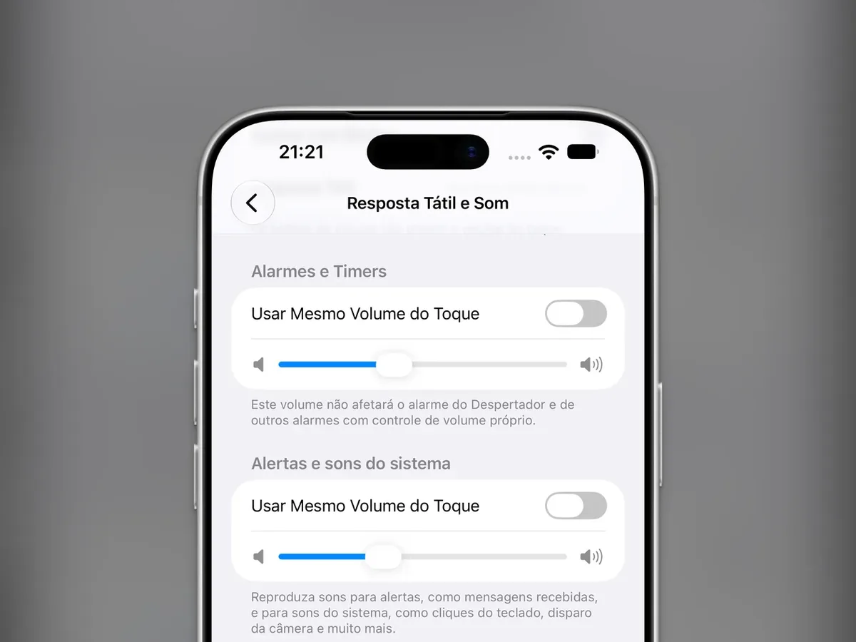 iPhone passa a separar volumes de alarmes, alertas e sons do sistema