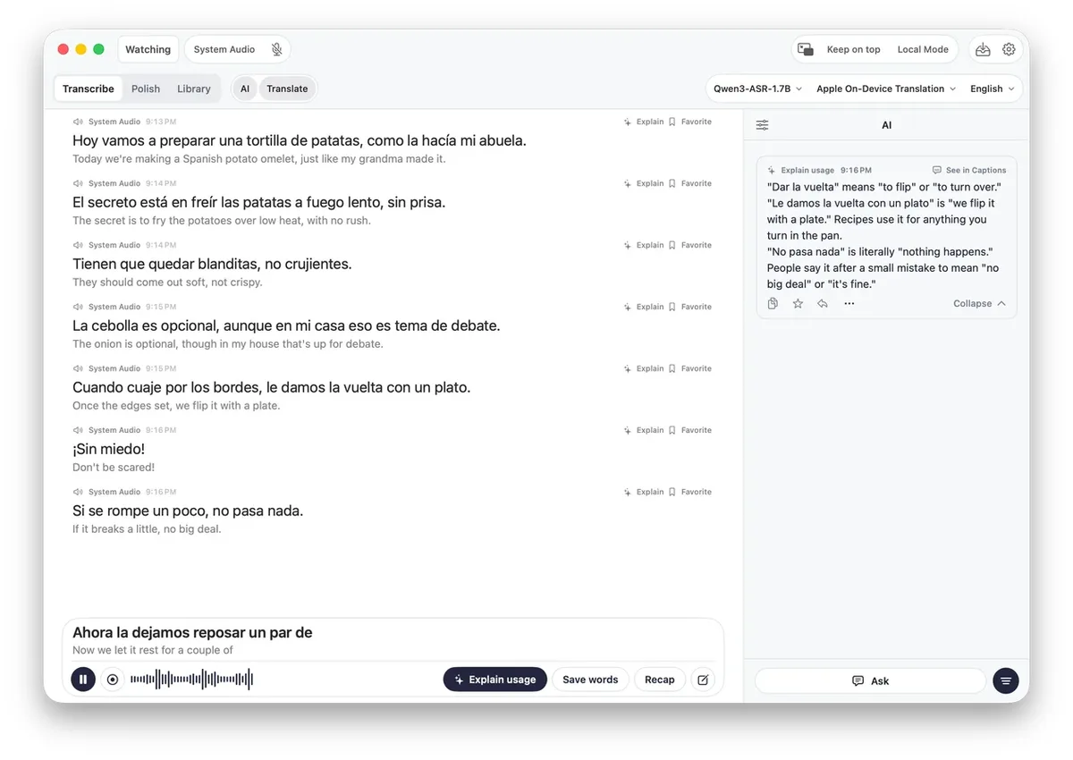 Vocena cria legendas ao vivo no Mac, iPhone e iPad