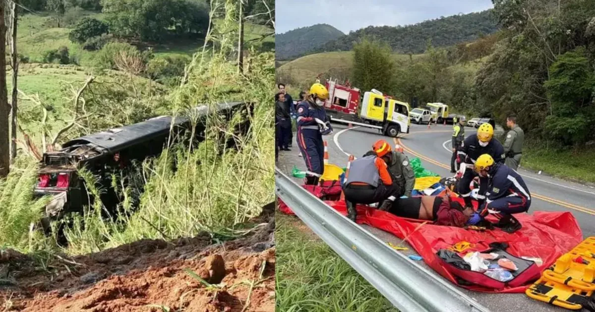 Ônibus cai em ribanceira e deixa cinco mortos em Cruzeiro (SP)