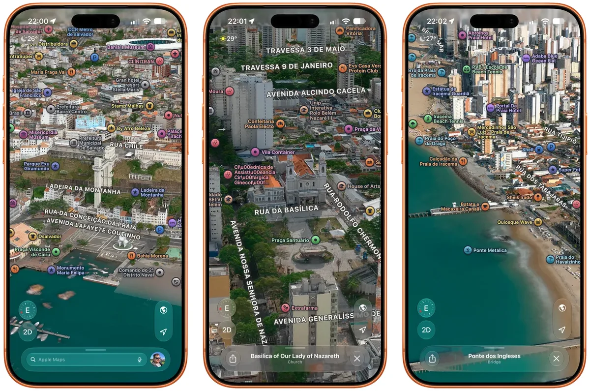 Apple Maps amplia Flyover para três novas cidades brasileiras